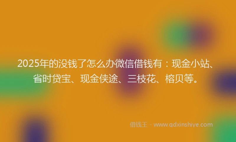 2025年的没钱了怎么办微信借钱有：现金小站、省时贷宝、现金侠途、三枝花、榕贝等。
