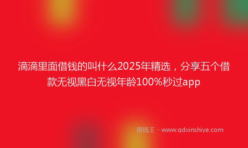 滴滴里面借钱的叫什么2025年精选，分享五个借款无视黑白无视年龄100%秒过app