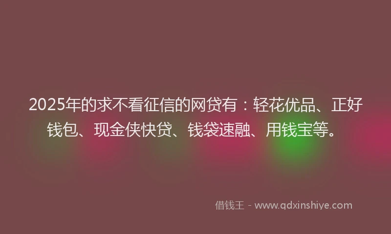 2025年的求不看征信的网贷有：轻花优品、正好钱包、现金侠快贷、钱袋速融、用钱宝等。