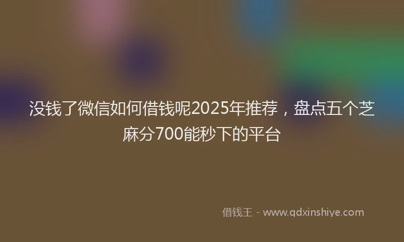 没钱了微信如何借钱呢2025年推荐，盘点五个芝麻分700能秒下的平台