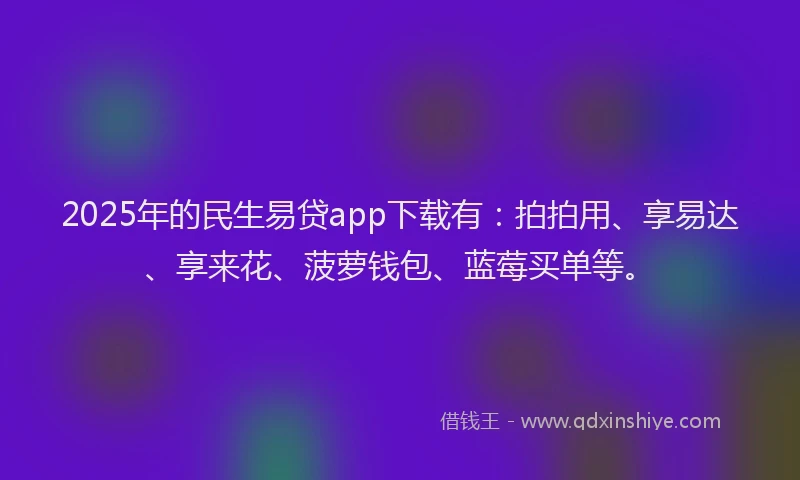 2025年的民生易贷app下载有：拍拍用、享易达、享来花、菠萝钱包、蓝莓买单等。