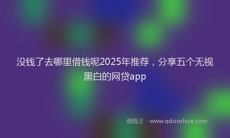 没钱了去哪里借钱呢2025年推荐，分享五个无视黑白的网贷app