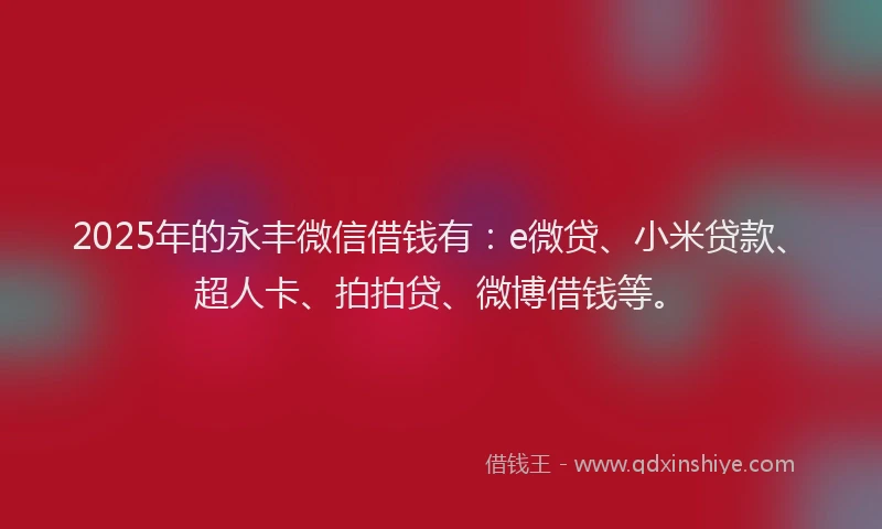 2025年的永丰微信借钱有：e微贷、小米贷款、超人卡、拍拍贷、微博借钱等。