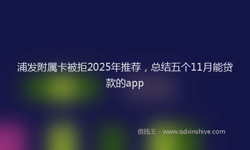 浦发附属卡被拒2025年推荐，总结五个11月能贷款的app
