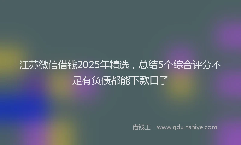 江苏微信借钱2025年精选，总结5个综合评分不足有负债都能下款口子