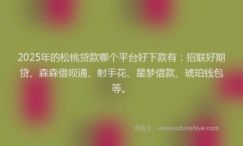 2025年的松桃贷款哪个平台好下款有：招联好期贷、森森借呗通、射手花、星梦借款、琥珀钱包等。