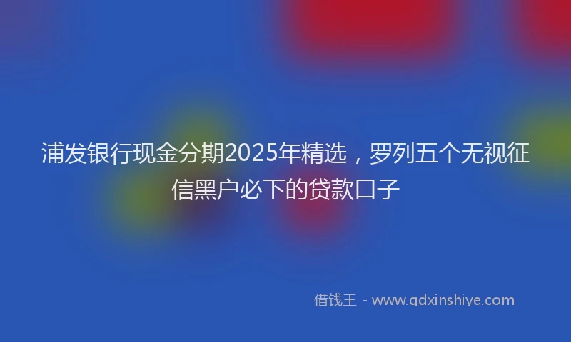 浦发银行现金分期2025年精选，罗列五个无视征信黑户必下的贷款口子
