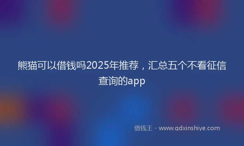 熊猫可以借钱吗2025年推荐，汇总五个不看征信查询的app