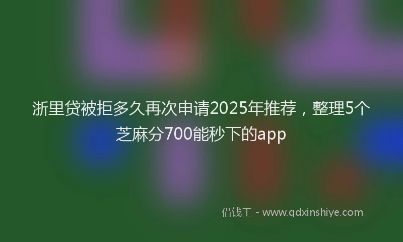 浙里贷被拒多久再次申请2025年推荐，整理5个芝麻分700能秒下的app