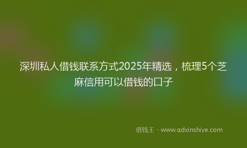 深圳私人借钱联系方式2025年精选，梳理5个芝麻信用可以借钱的口子