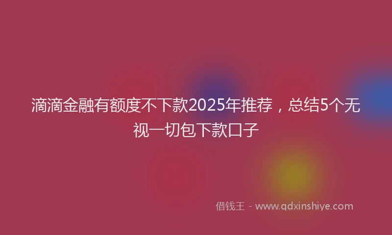 滴滴金融有额度不下款2025年推荐，总结5个无视一切包下款口子