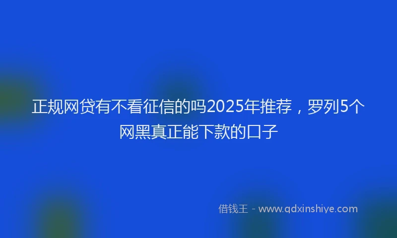 正规网贷有不看征信的吗2025年推荐，罗列5个网黑真正能下款的口子