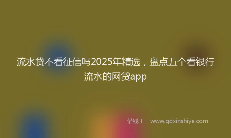 流水贷不看征信吗2025年精选，盘点五个看银行流水的网贷app
