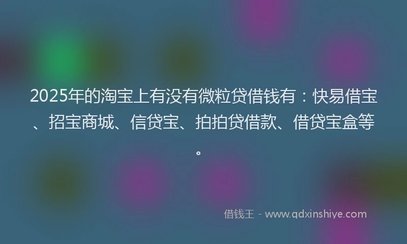 2025年的淘宝上有没有微粒贷借钱有：快易借宝、招宝商城、信贷宝、拍拍贷借款、借贷宝盒等。
