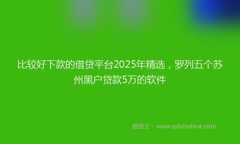 比较好下款的借贷平台2025年精选，罗列五个苏州黑户贷款5万的软件