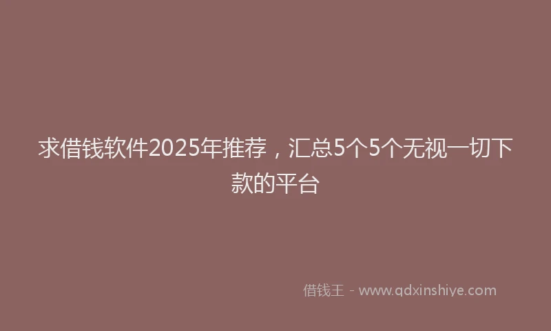 求借钱软件2025年推荐，汇总5个5个无视一切下款的平台