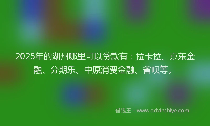 2025年的湖州哪里可以贷款有：拉卡拉、京东金融、分期乐、中原消费金融、省呗等。