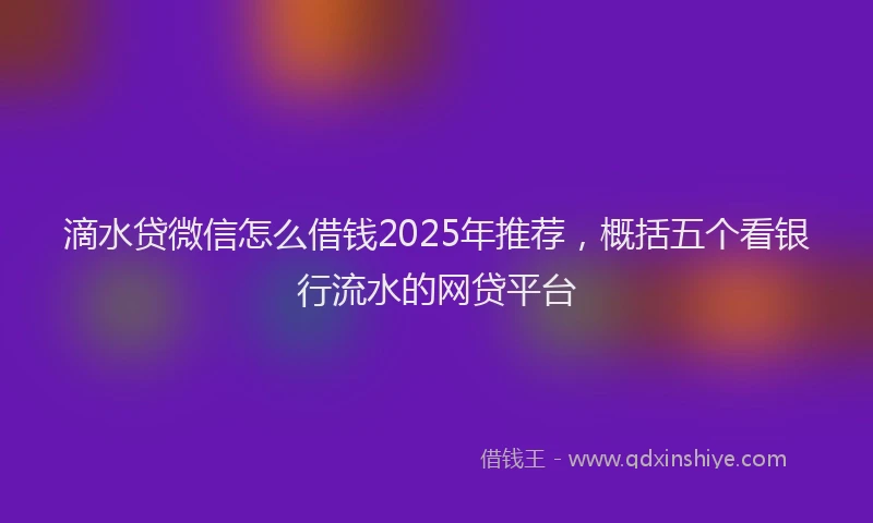 滴水贷微信怎么借钱2025年推荐，概括五个看银行流水的网贷平台