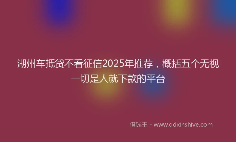 湖州车抵贷不看征信2025年推荐，概括五个无视一切是人就下款的平台