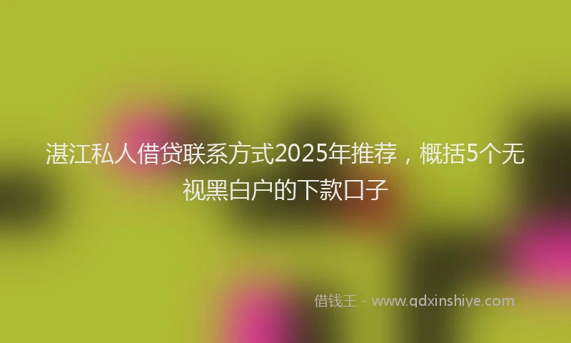 湛江私人借贷联系方式2025年推荐，概括5个无视黑白户的下款口子