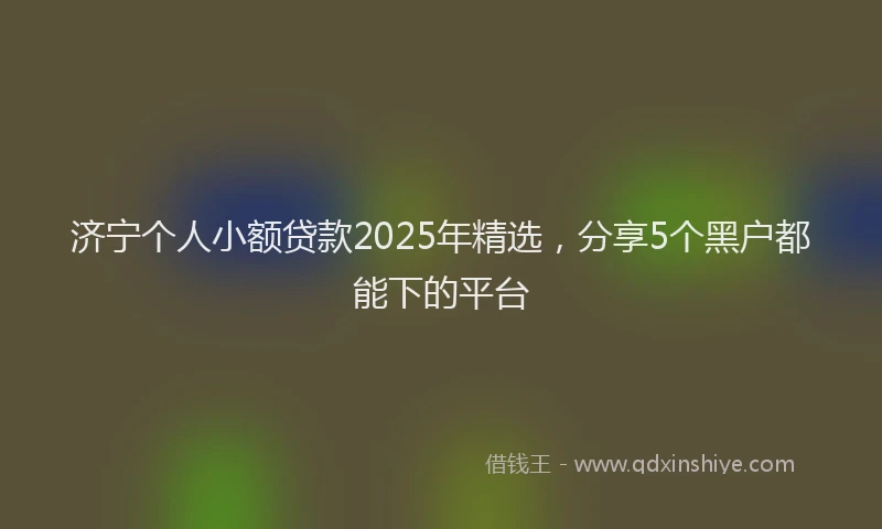 济宁个人小额贷款2025年精选，分享5个黑户都能下的平台