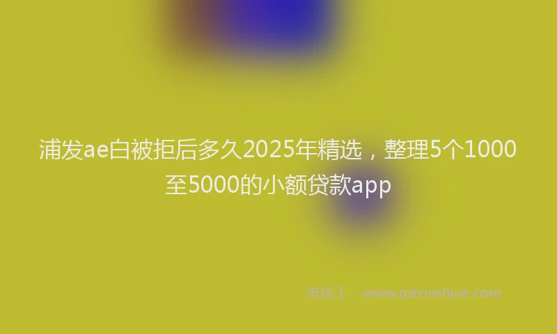 浦发ae白被拒后多久2025年精选，整理5个1000至5000的小额贷款app