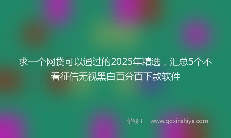 求一个网贷可以通过的2025年精选，汇总5个不看征信无视黑白百分百下款软件