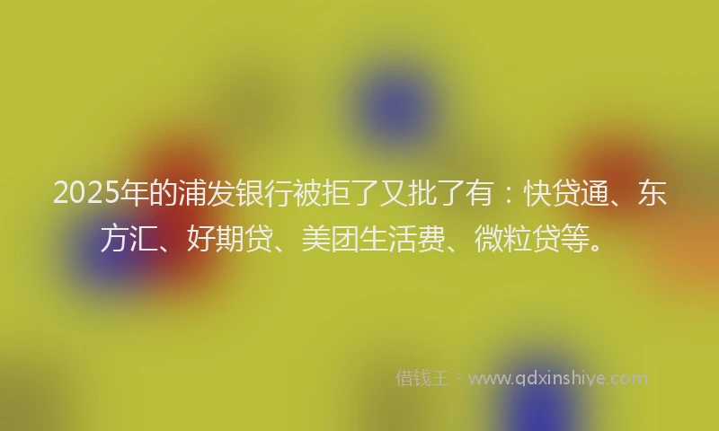 2025年的浦发银行被拒了又批了有：快贷通、东方汇、好期贷、美团生活费、微粒贷等。