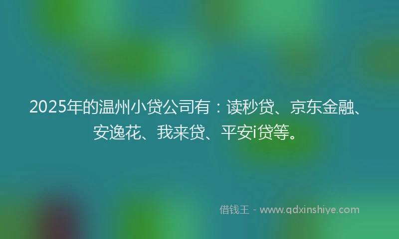 2025年的温州小贷公司有：读秒贷、京东金融、安逸花、我来贷、平安i贷等。