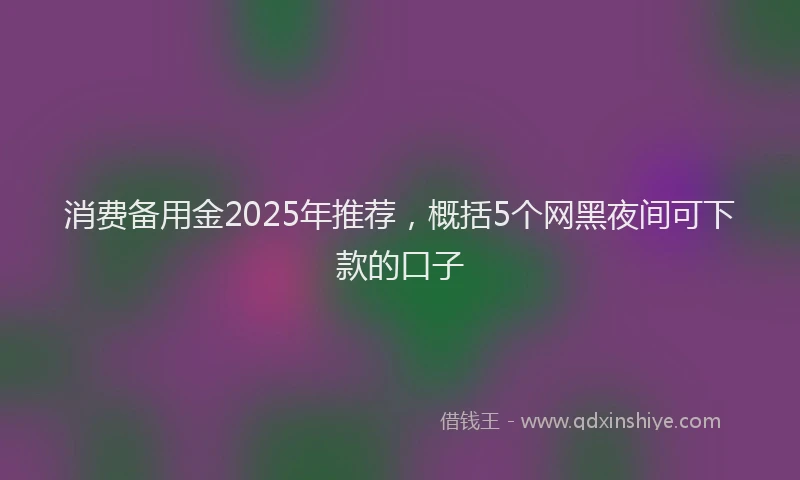 消费备用金2025年推荐，概括5个网黑夜间可下款的口子