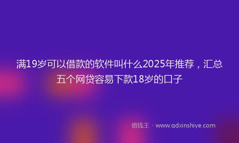 满19岁可以借款的软件叫什么2025年推荐，汇总五个网贷容易下款18岁的口子