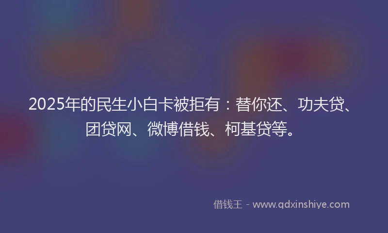 2025年的民生小白卡被拒有：替你还、功夫贷、团贷网、微博借钱、柯基贷等。