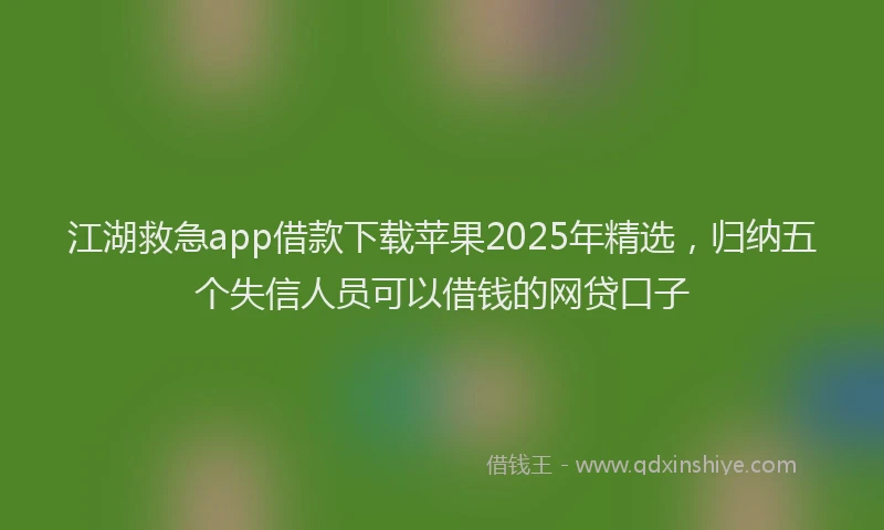江湖救急app借款下载苹果2025年精选，归纳五个失信人员可以借钱的网贷口子