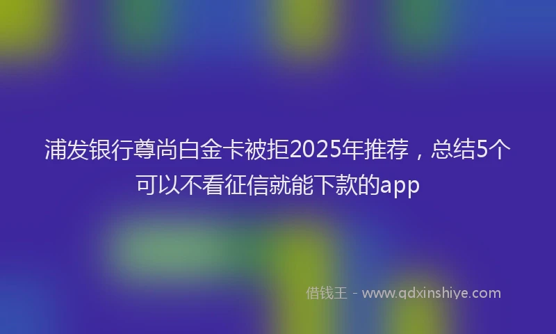 浦发银行尊尚白金卡被拒2025年推荐，总结5个可以不看征信就能下款的app