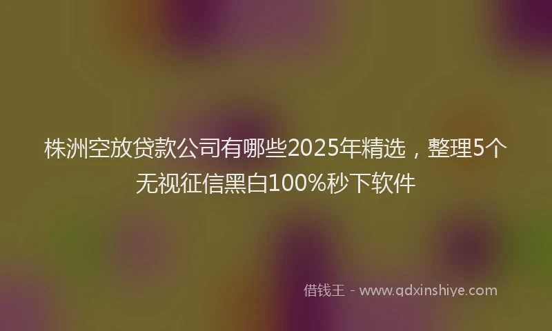 株洲空放贷款公司有哪些2025年精选，整理5个无视征信黑白100%秒下软件