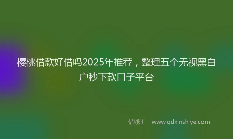 樱桃借款好借吗2025年推荐，整理五个无视黑白户秒下款口子平台
