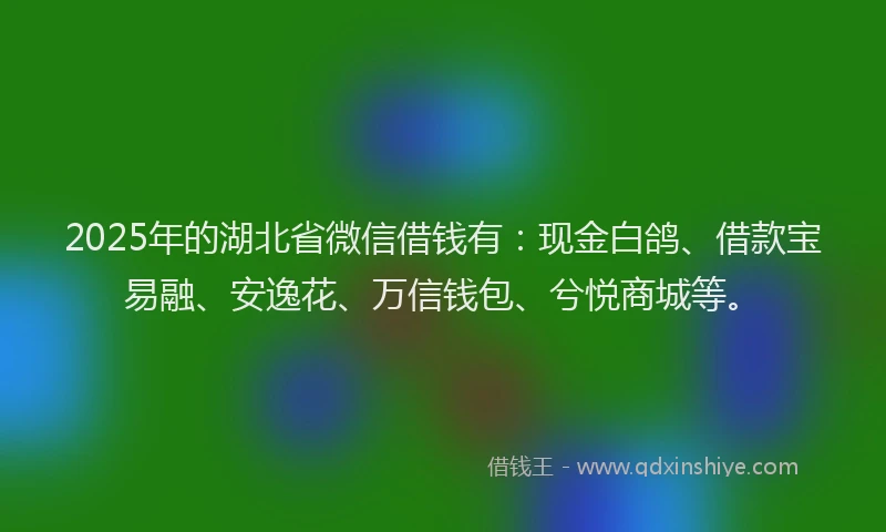2025年的湖北省微信借钱有：现金白鸽、借款宝易融、安逸花、万信钱包、兮悦商城等。