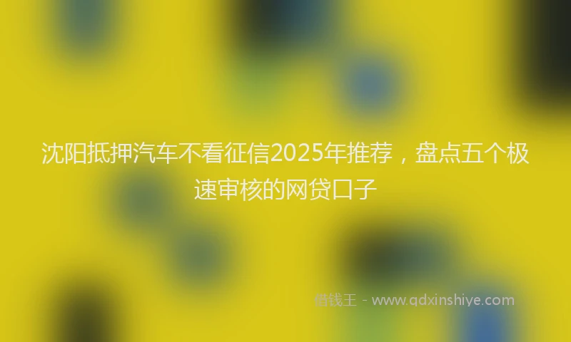 沈阳抵押汽车不看征信2025年推荐，盘点五个极速审核的网贷口子