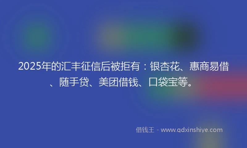 2025年的汇丰征信后被拒有：银杏花、惠商易借、随手贷、美团借钱、口袋宝等。