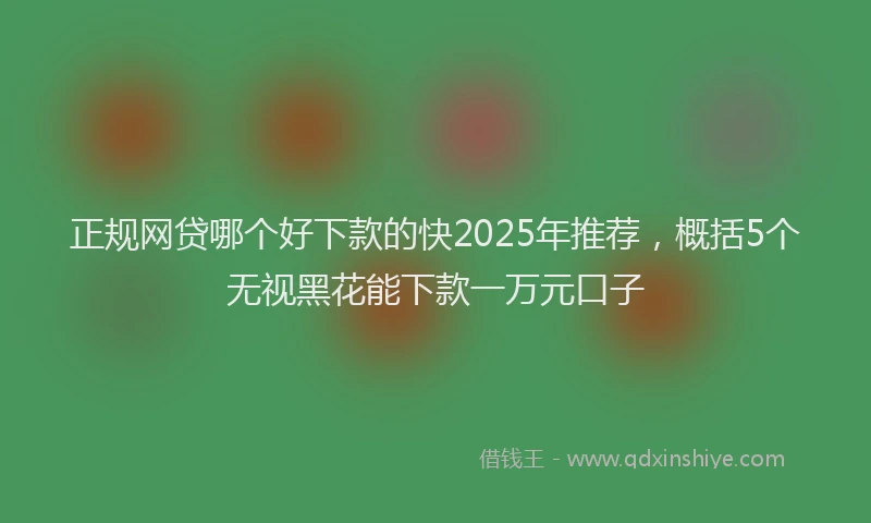 正规网贷哪个好下款的快2025年推荐，概括5个无视黑花能下款一万元口子