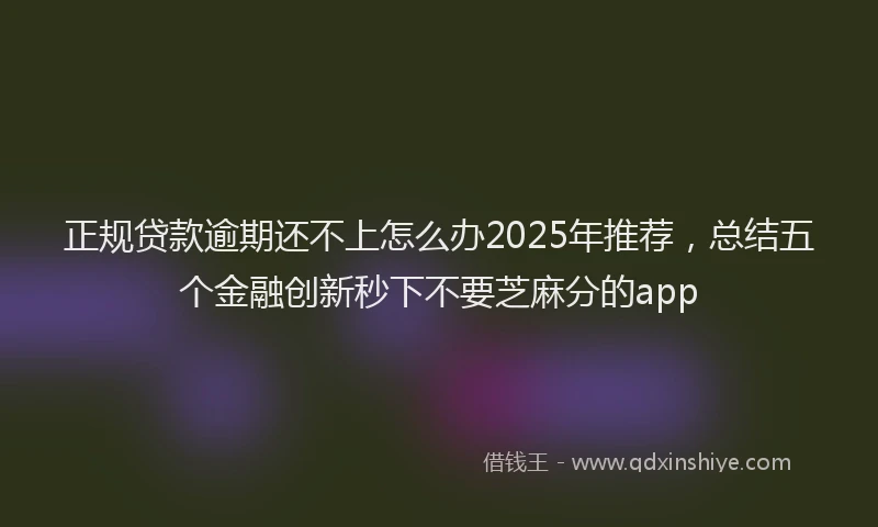 正规贷款逾期还不上怎么办2025年推荐，总结五个金融创新秒下不要芝麻分的app