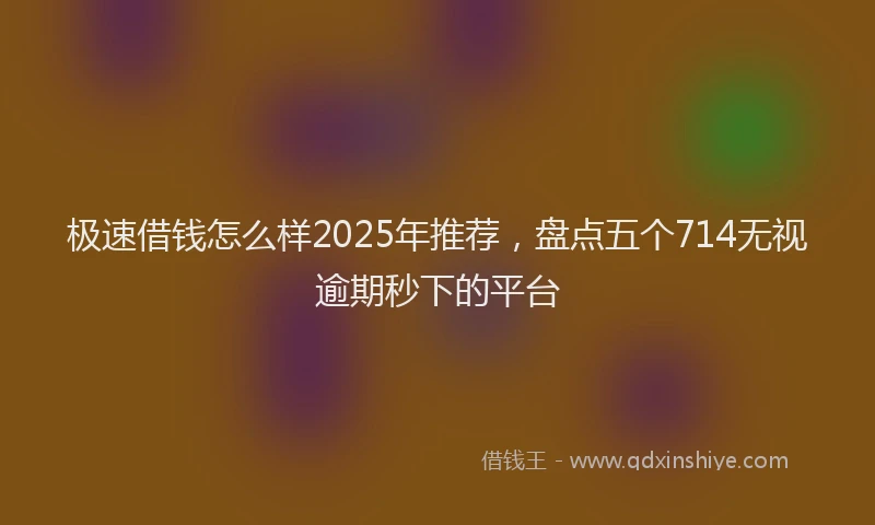 极速借钱怎么样2025年推荐，盘点五个714无视逾期秒下的平台