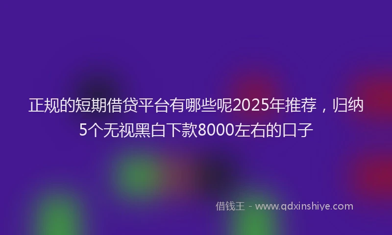 正规的短期借贷平台有哪些呢2025年推荐，归纳5个无视黑白下款8000左右的口子