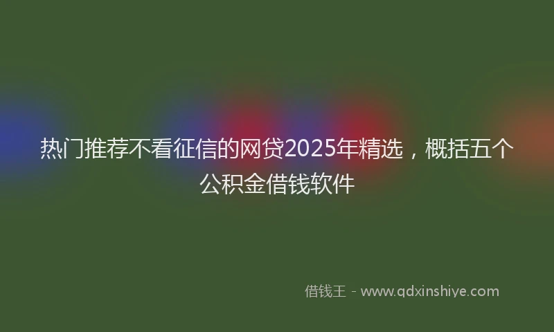 热门推荐不看征信的网贷2025年精选，概括五个公积金借钱软件