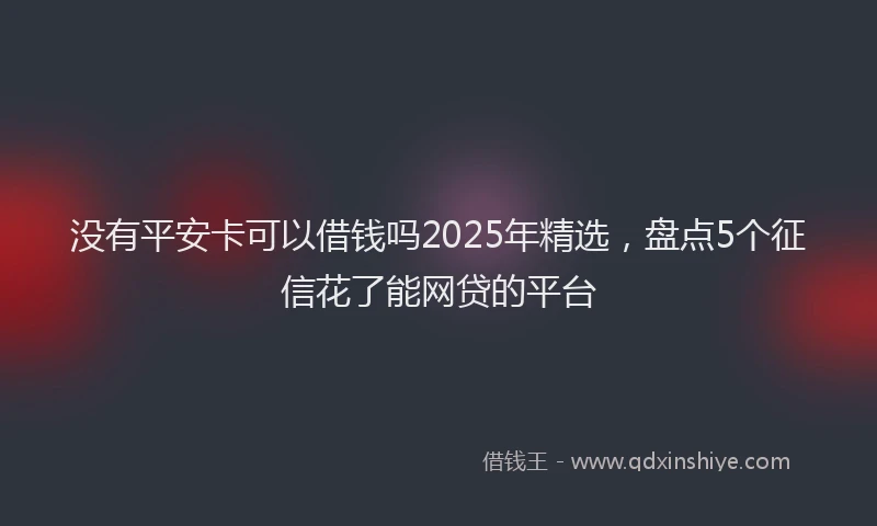 没有平安卡可以借钱吗2025年精选，盘点5个征信花了能网贷的平台