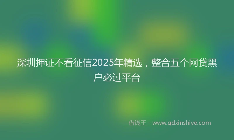 深圳押证不看征信2025年精选，整合五个网贷黑户必过平台