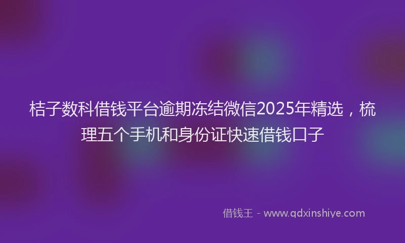 桔子数科借钱平台逾期冻结微信2025年精选，梳理五个手机和身份证快速借钱口子