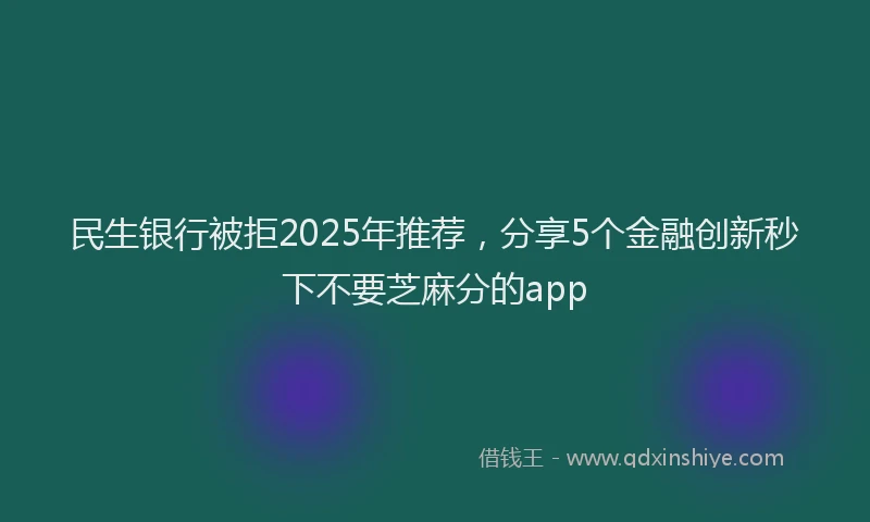 民生银行被拒2025年推荐，分享5个金融创新秒下不要芝麻分的app