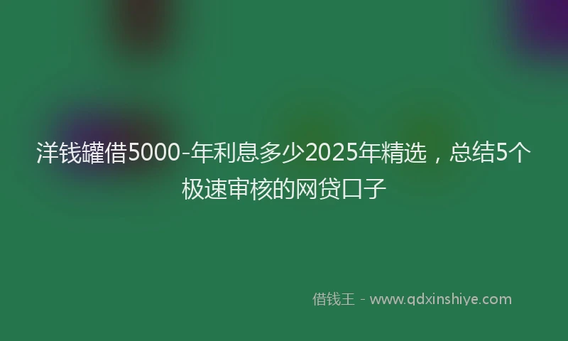洋钱罐借5000-年利息多少2025年精选，总结5个极速审核的网贷口子