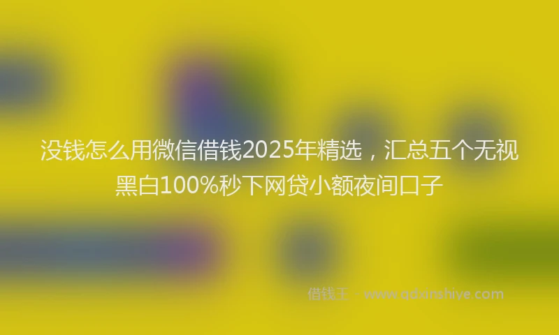 没钱怎么用微信借钱2025年精选，汇总五个无视黑白100%秒下网贷小额夜间口子